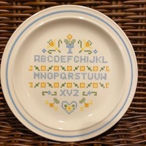 Rare Homer Laughlin Cross-stitch Alphabet Plate
